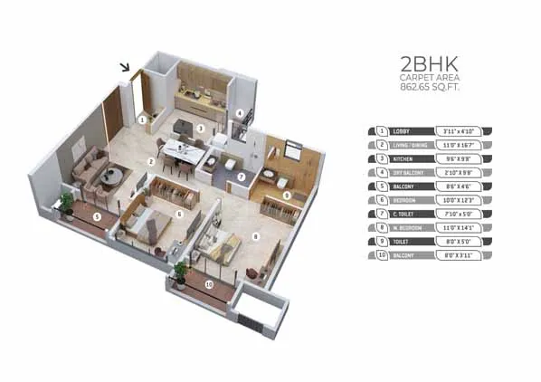 2bhk Floor Plan