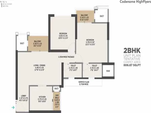 2bhk unit plan