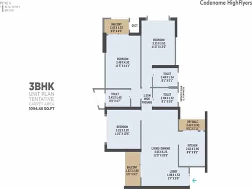 3bhk unit plan