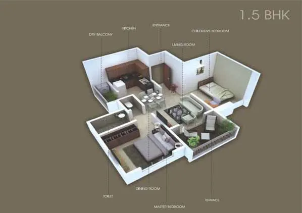 1.5 bhk unit plan of vtp the landmark